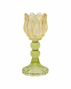 Kerzenst&auml;nder Tulpe/Teelicht, orange/gr&uuml;n, 18 cm