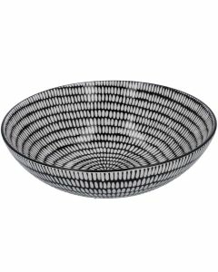 Sch&uuml;ssel China, flach, St&auml;bchen/Kreis, schw/wss, 23 cm