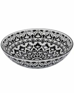 Sch&uuml;ssel China, flach, Orient, schw/wss, 23 cm