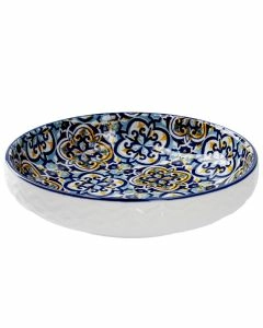 Schale China, flach, blau/gelb, 15 cm