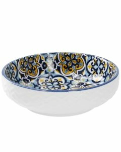 Schale China, flach, blau/gelb, 12 cm