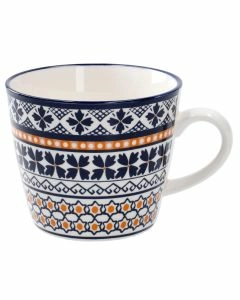 Becher China, blau/orange, 300 ml