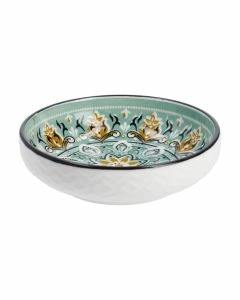Schale China, flach, gr&uuml;n/braun, 9 cm