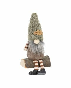 Kantenhocker Wichtel mit Blatt, braun, 13.5 cm