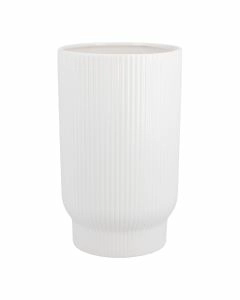 Vase Rillen mit Sockel, wei&szlig;, 21.5 cm