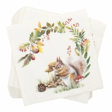 Servietten Waldtiere, Eichhörnchen, 20 Stück