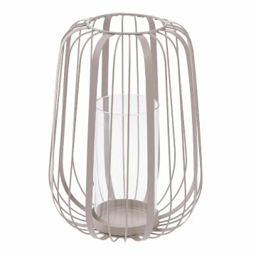 Windlicht Metall-Streben, grau, 19 x 26 cm