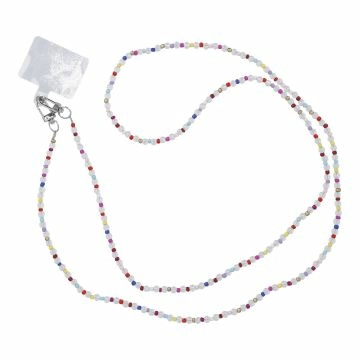 Handykette Perlen mit Patch, transparent/bunt