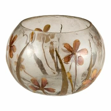 Kugel-Windlicht Natur-Blumen, Gräser/braun, 10 x 8 cm