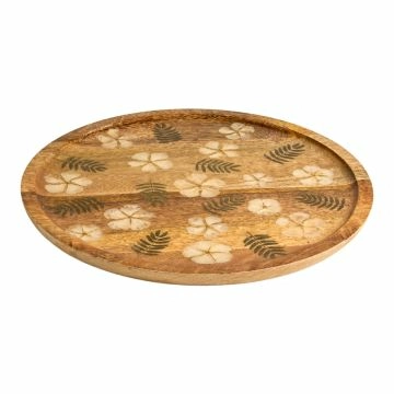 Deko-Teller Blumen, Farn/beige, 30 cm