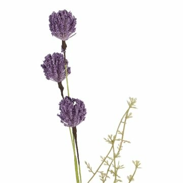 Zweig Wildblumen, Pompom/lila, 45 cm