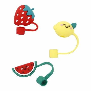 3er Set Trinkhalmabdeckung, Erdbeere/Melone/Zitrone