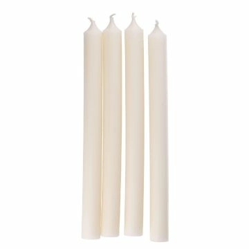 4er Set Stabkerze Rustik, wollweiß, 25 cm