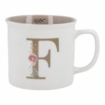 Becher Buchstabe/Blumen, F, 390 ml