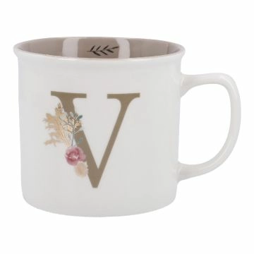 Becher Buchstabe/Blumen, V, 390 ml