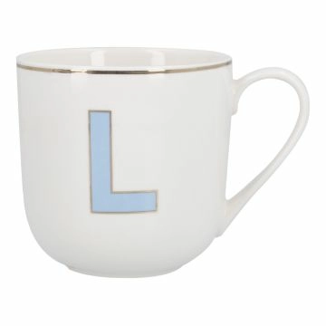 Becher Buchstabe mit Schlüsselanhänger, L/blau, 450 ml