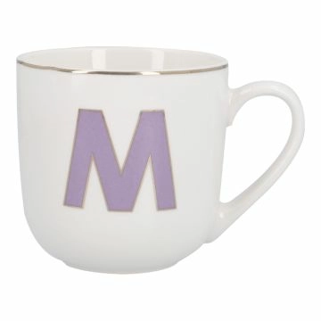 Becher Buchstabe mit Schlüsselanhänger, M/lila, 450 ml