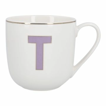 Becher Buchstabe mit Schlüsselanhänger, T/lila, 450 ml