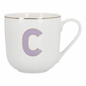 Becher Buchstabe mit Schlüsselanhänger, C/lila, 450 ml