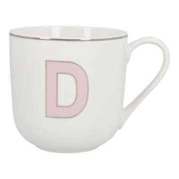 Becher Buchstabe mit Schlüsselanhänger, D/rosa, 450 ml