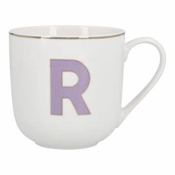 Becher Buchstabe mit Schlüsselanhänger, R/lila, 450 ml