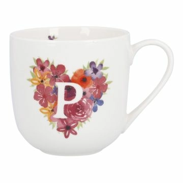Becher Buchstabe/Flower-Herz, P, 450 ml