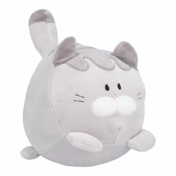 Kuscheltier Katze, dick/hellgrau, 16 cm