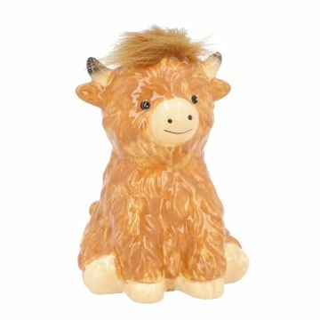 Spardose Highland-Rind, braun, 15 cm
