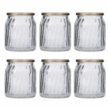 6er Set Teelichthalter Votiv, Goldrand/klar, 7 cm