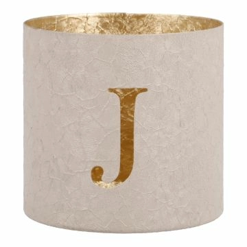 Teelichthalter Buchstabe, J/beige, 7.8 x 7.5 cm