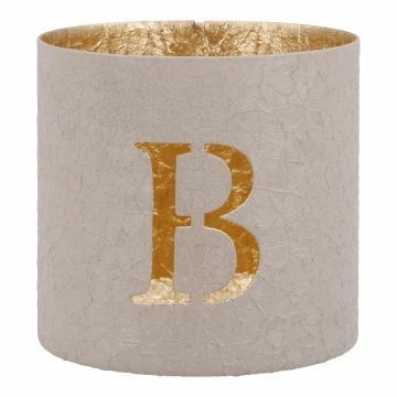 Teelichthalter Buchstabe, B/beige, 7.8 x 7.5 cm