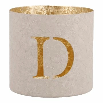 Teelichthalter Buchstabe, D/beige, 7.8 x 7.5 cm