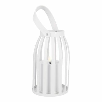 LED-Laterne Metall, weiß, 20 cm