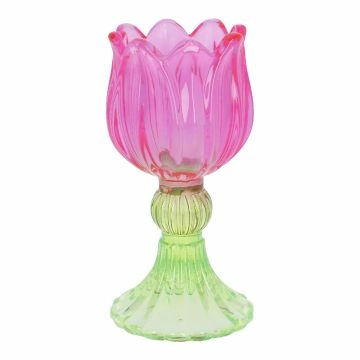 Teelichthalter Tulpe, Neon/pink/grün, 7 x 14 cm