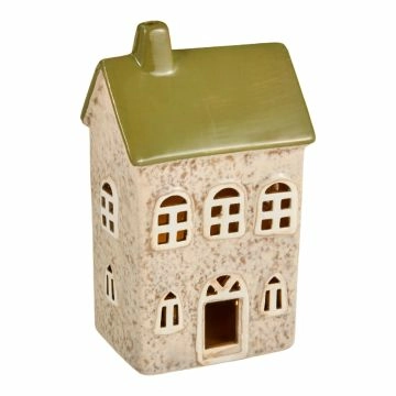 LED-Haus Dach, grün/runde-Fenster, 16.5 cm