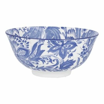Schale Bali, Blumen/blau, tief, 15.5 cm