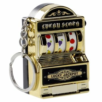 Schlüsselanhänger Spielautomat, gold