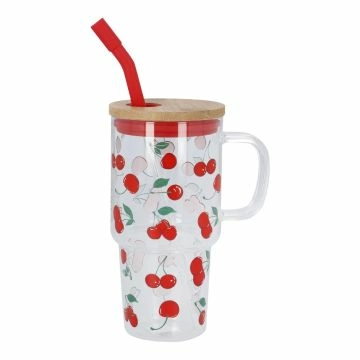 Glas mit Strohhalm Frucht, Kirsche, 750 ml