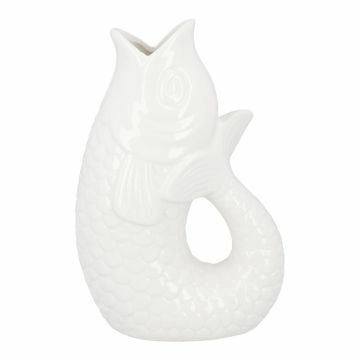 Vase Fisch, weiß, 25 cm