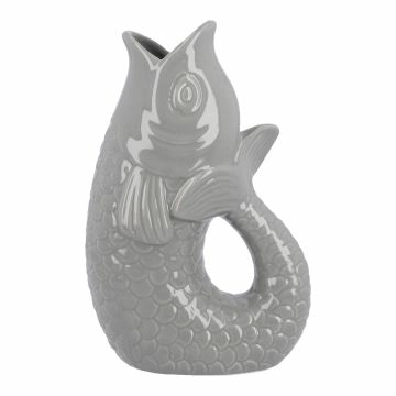 Vase Fisch, grau, 25 cm