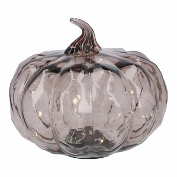 LED-Kürbis Glas, braun, Höhe 15 cm