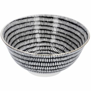 Schale China, groß, schwarz/weiß, Stäbchen/Kreis