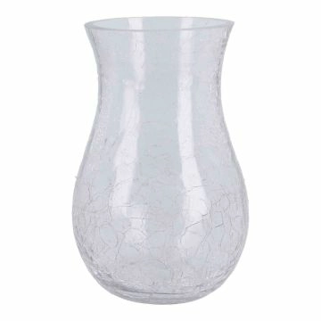 Glas-Vase Craquele, bauchig, 12 x 20 cm