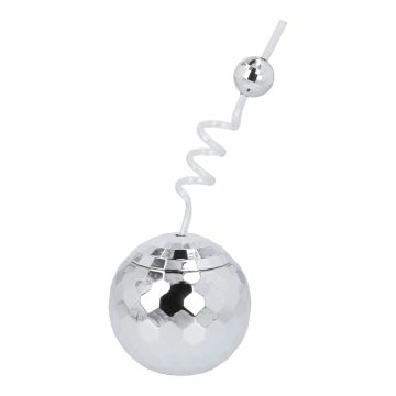 Trinkbecher Discokugel, silber, 11 cm