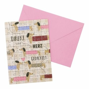 Grußkarte Puzzle mit Umschlag, Dackel