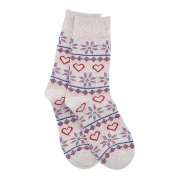 Socke Winter, Damen, Herz/Flocke/rosa, Größe 35-41