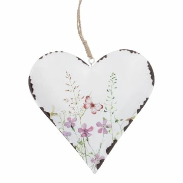 Anhänger Herz/Wiese, bunt/rosa, 15 cm