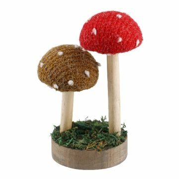 Deko-Pilz Punkte, rot/braun, 14 cm