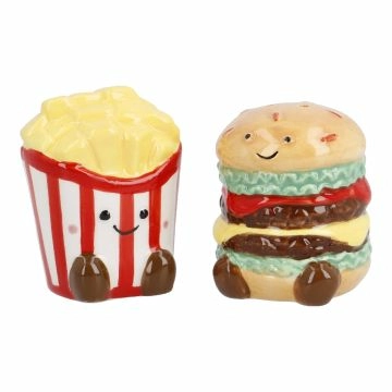 Salz- und Pfefferstreuer-Set, Hamburger/Pommes, 6 cm