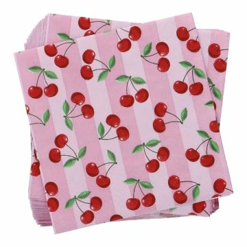 Serviette Kirschen/pink, 20 Stück